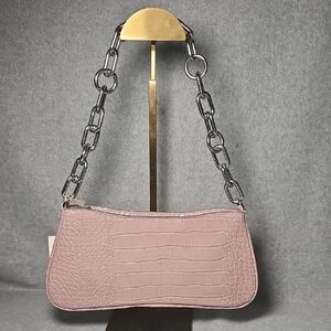 A New Day Blush Croc-Embossed Shoulder Bag with Chain